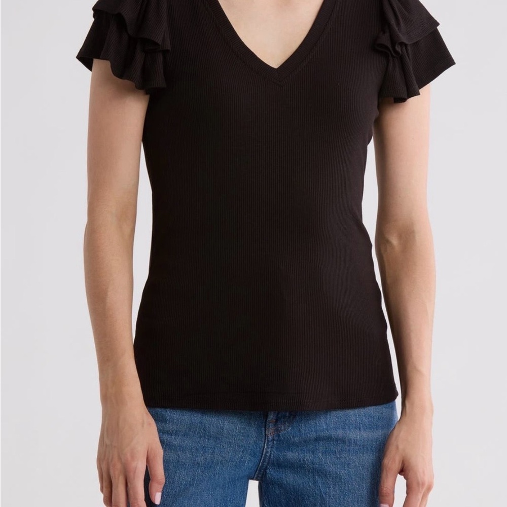 1.STATE Flutter Sleeve Rib Top - Picture 2 of 8